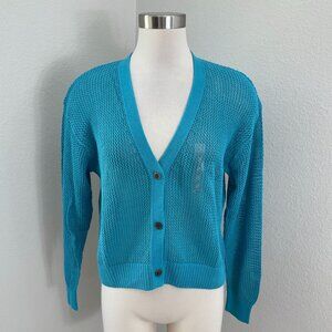 NEW Uniqlo Womens Small Mesh Long Sleeve Open Knit Cardigan 100% Cotton